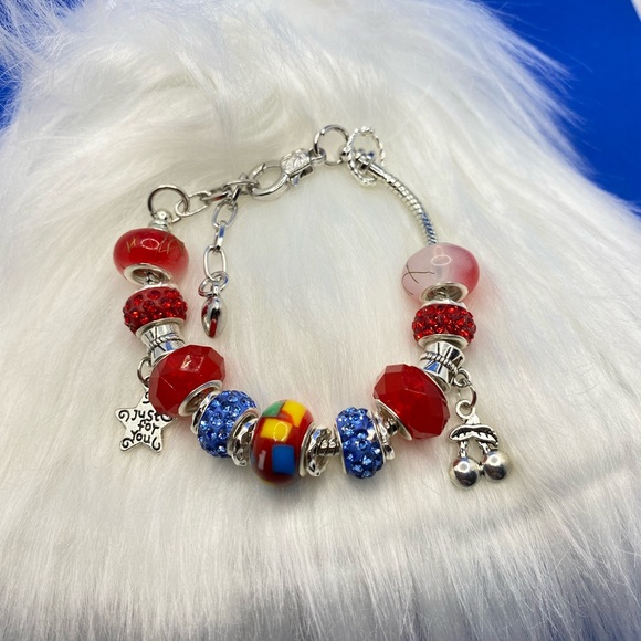 Deluxe charm bracelets, silver plated, snake chain with heart-shaped clasp. - Picture 12 of 13